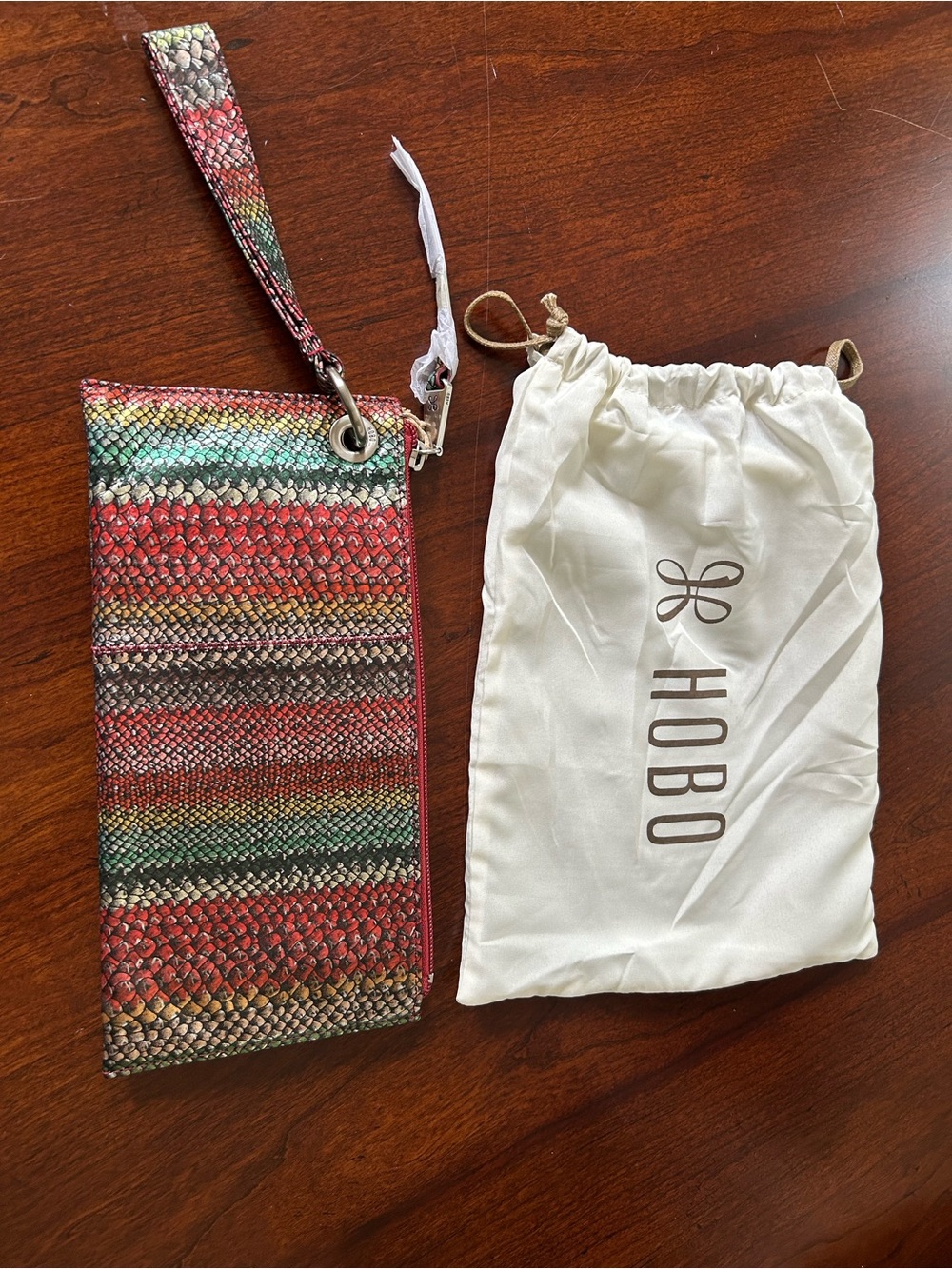 HOBO Multicolor Holiday Striped Wristlet Vida Clutch NWT